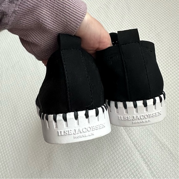 SOLD Ilse Jacobsen Tulip Slip On black perforated Sneakers Size 38 US 7.5 / 8 - Picture 2 of 5